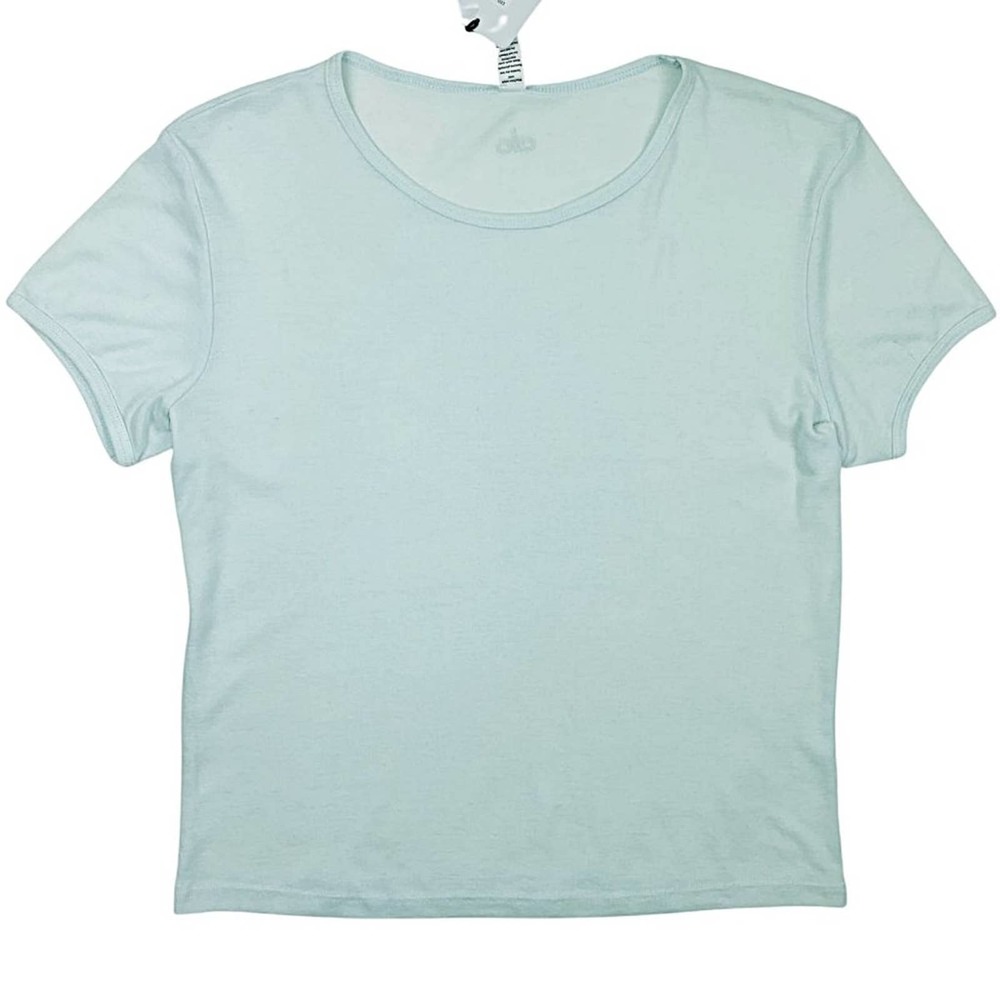 ALO Yoga Mint Crewneck Short Sleeve Crop Baby Tee - Picture 5 of 10